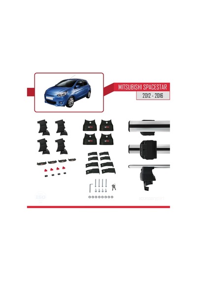 Mitsubishi Spacestar / Mirage A00 2012-2016 Arası İle Uyumlu Ace-4 Ara Atkı Tavan Barı Gri