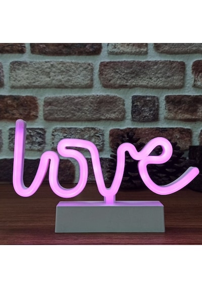 Pembe Love Led Işık Yılbaşı Işıkları Dekor Pink Love Led Light Pilli Led Işık Pembe Neon Led Işık