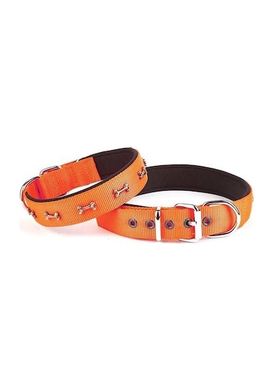 Doggie Comfort Dokuma Kemikli Köpek Boyun Tasması Large Turuncu 2 Turuncu