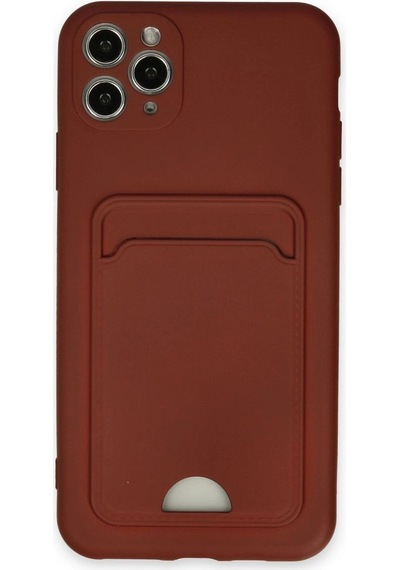 Apple iPhone Uyumlu   11 Pro Max Kılıf Kelvin Kartvizitli Silikon - Bordo