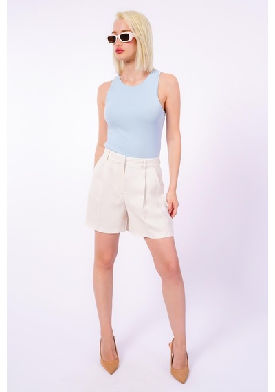 Seeh Ekru Basic Kadın Şort Sh246