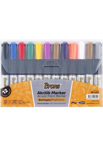 Brons Akrilik Marker Kalem 12'li