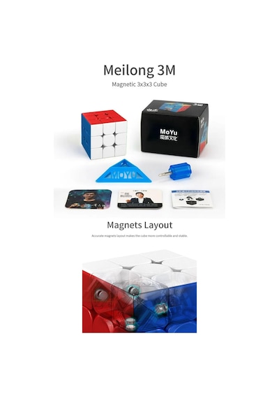 Moyu Meilong 3x3 Manyetik Bloklar 3m - Mıknatıslı Standlı Tornavidalı Stickersız Akıl Zeka Rübik Küp