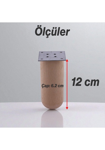 Bohem Doğal Ahşap Silindir Ayak 12 Cm Aparat Dahil Mobilya Koltuk Kanepe Sehpa Masa Ayağı Ayakları 6395751