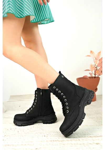 Nesil Shoes Nstar 208 Siyah Zümrüt Fermuarlı Kadın Bot-siyah Zümrüt Siyah - Zümrüt