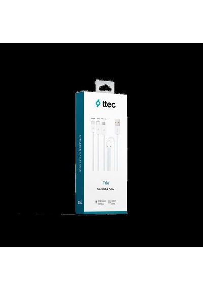 Ttec 2dk7521 Trio 3 In 1 Şarj Kablosu - Beyaz 1,2 Mt 3 Bir Arada Telefon/ Tablet Data Kablosu