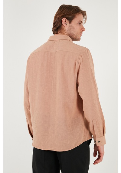 Buratti Regular Fit Uzun Kollu Düğmeli Yaka Erkek Gömlek Cf25S116777 Kahve