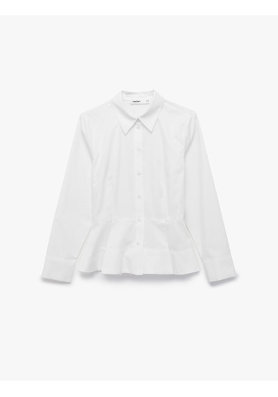 Koton Pamuklu Uzun Kollu Düğmeli Klasik Yaka Peplum Gömlek Beyaz 7wak60097uw Koton Pamuklu Uzun Kollu Düğmeli Klasik Yaka Peplum Gömlek Beyaz 7wak60097uw