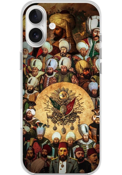 Apple Uyumlu iPhone 16 Plus  Osmanlı Padişahları Baskılı Silikon Kılıf Renkli