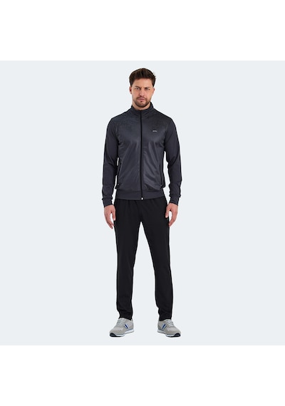 Slazenger RECOGNIZE Erkek Fermuarlı Dik Yaka Cepli Koyu Gri Eşofman Takımı