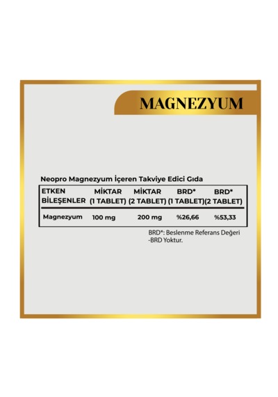 Neopro Magnezyum Sitrat Bisglisinat Ve Malat 60 Tablet Takviye Edici Gıda