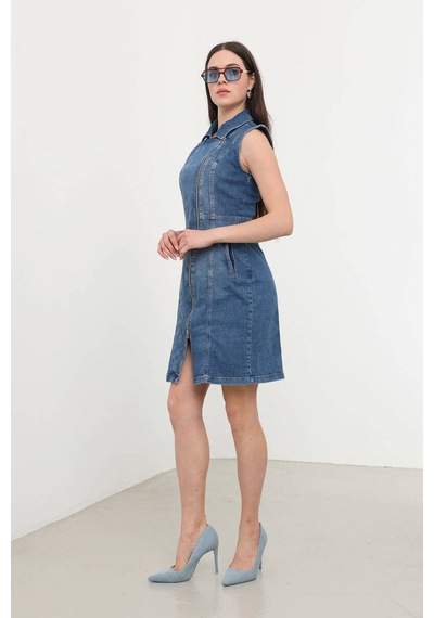 Banny Jeans Kadın Fermuarlı Jean Elbise Mavi