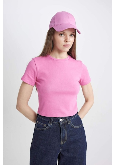 DeFacto Coool Fitted Ribana Basic Düz Kısa Kollu Tişört T9631AZ24SMPN613 DeFacto Coool Fitted Ribana Basic Düz Kısa Kollu Tişört T9631AZ24SMPN613