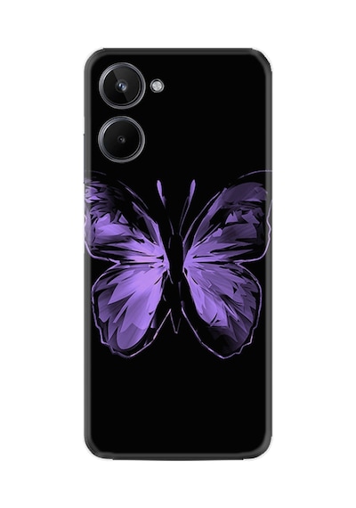 Realme 11 Pro Kılıf Resimli Desenli Silikon Platinium Series Black Butterfly 1879