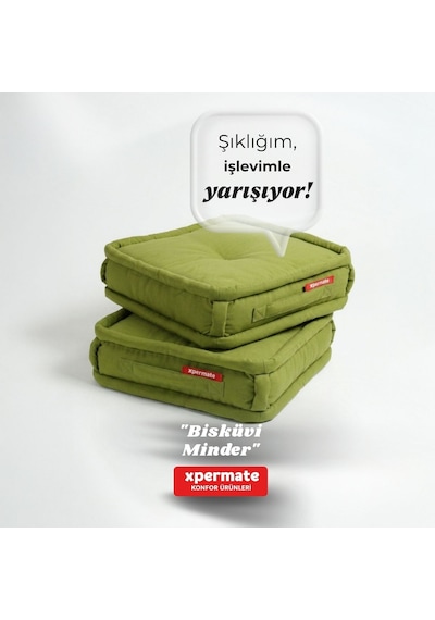Xpermate Bisküvi Minder Petek Önü Fransız 45x45x14 Yeşil