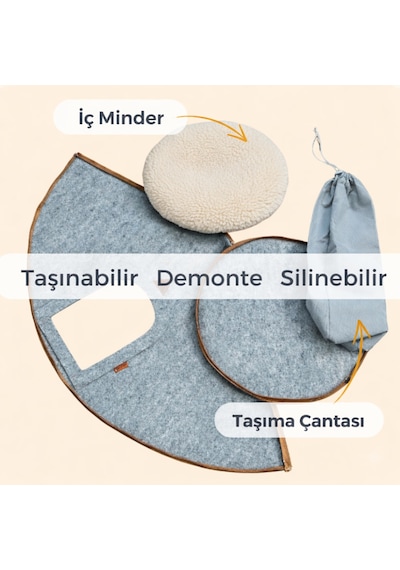 Beylini Kedi Evi Taşınabilir Dekoratif Çantalı Pet Evi 45x50