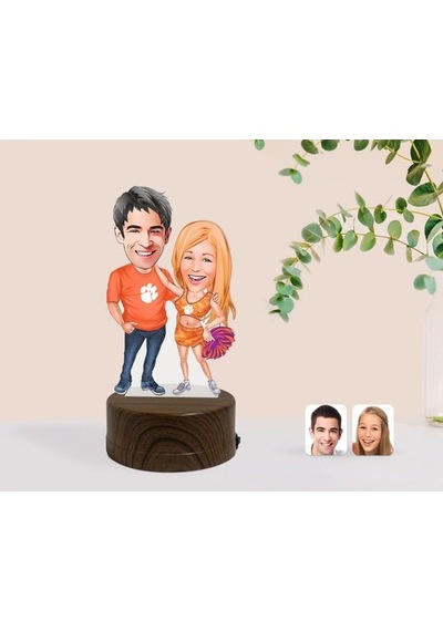 Kişiye Özel Sevgililer Karikatürlü Dekoratif 3D Biblo Led Işıklı (481495484)