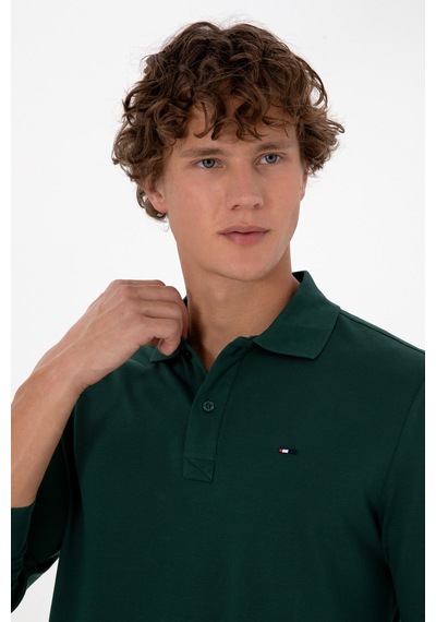 U.S. Polo Assn. Erkek Regular Fit Polo Yaka Koyu Yeşil Basic Sweatshirt 50315941-VR079