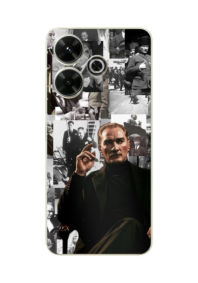 Redmi 13 Uyumlu Mustafa Kemal Atatürk Kolajları Baskılı Silikon Kılıf