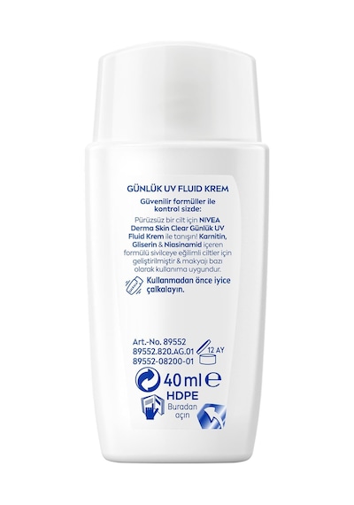Spf50 Derma Skin Clear Sivilce Karşıtı Gündüz Yüz Kremi 40 Ml,matlaştırıcı,makyaj Bazı,karnitin