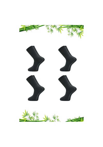 Kardeşler Çorap Erkek Bambu Soket Uzun Düz Füme Çorap Dikişsiz 4'lü Paket Füme - 584877611 Füme