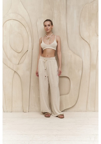 Mai Collection Mai Studios Co. Rowena İp Detay Bej Pantolon Bej