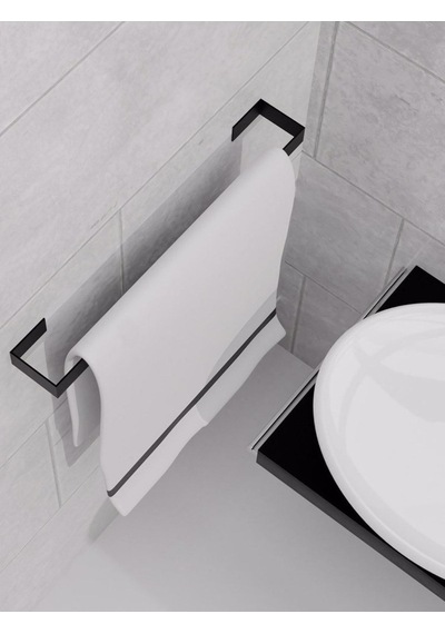 Dione Store Metal Parlak Siyah Metal Havluluk, Yapışkanlı Tasarım, Banyo Askısı Gri