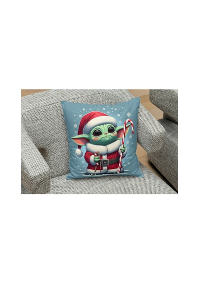 Yeniyıl Noel Temalı Baby Yoda Desenli Yastık Kılıfı Çok Renklı