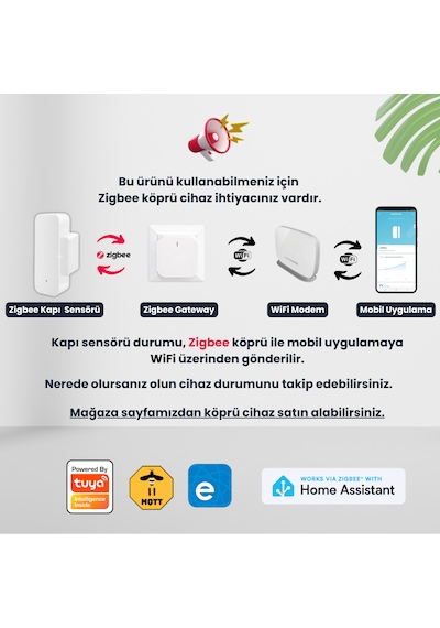 Zigbee Kapı Pencere Sensörü - Tuya, Ewelink, Homeassistant Uyumlu