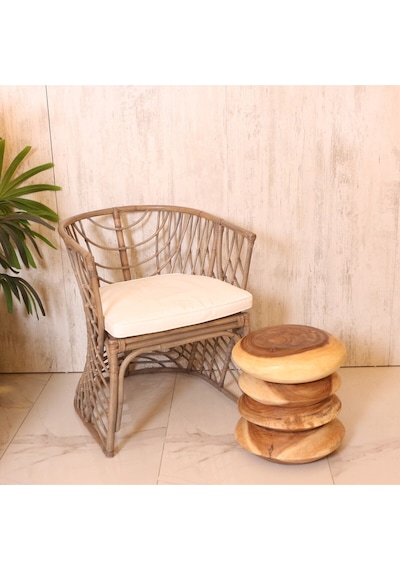 Stone Doğal Renk Mungur Sehpa 42x43 Cm Bej