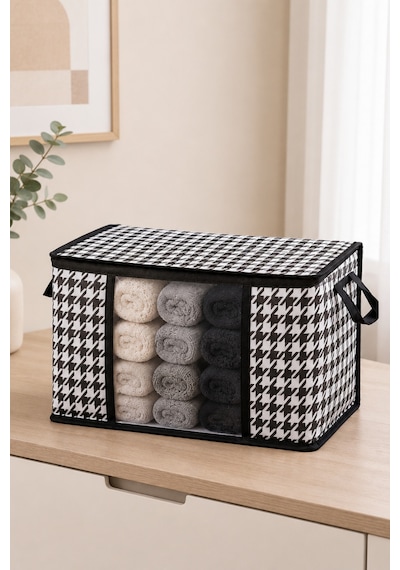 Formeya 4 Adet Lüks Pencereli Çok Amaçlı Çorap Hurcu 34x22x22 Cm Siyah