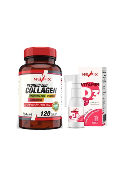 Hydrolyzed Collagen Vitamin C Glutathione 120 Tablet & Vitamin D3 Sıvı 20 Ml Aromasız