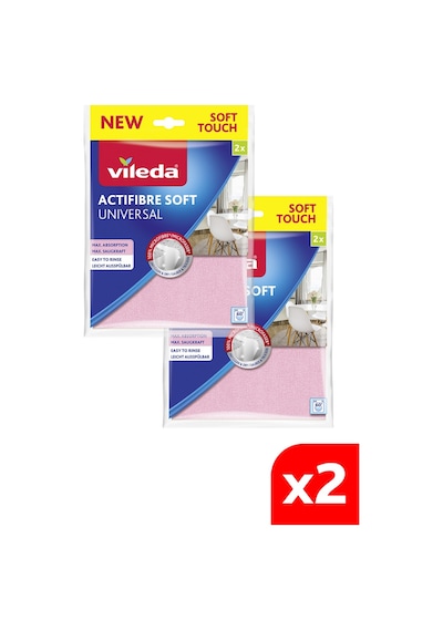 Vileda Actifiber Mikrofiber Temizlik Bezi Gri - Pembe 2 x 2'li