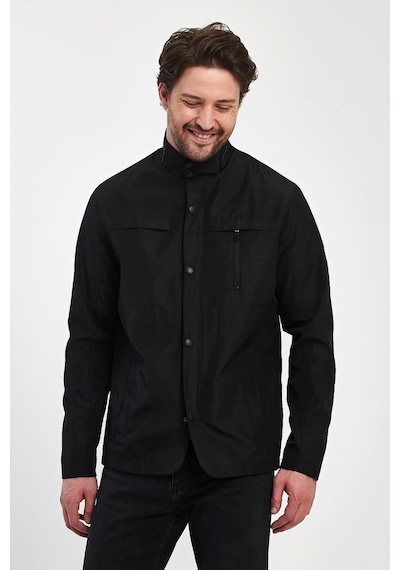 Sivaist Erkek Siyah Regular Uzun Mevsimlik Pamuk Polyester Karışımlı Safari Mont - Siyah