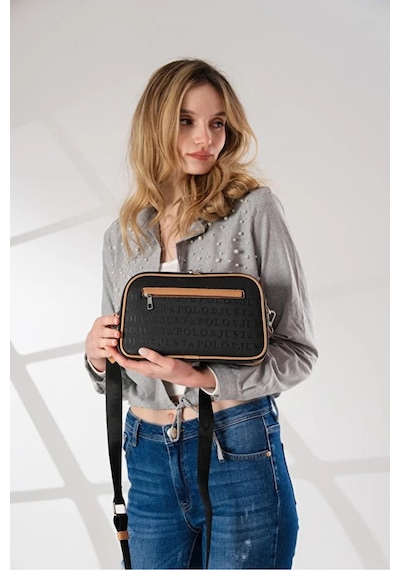 Just Polo Kadın Ayarlanabilir Askılı Su Geçirmez Lüks Omuz Çantası Shoulder Bag Ebat: 16 X 26 Cm Siyah - Taba