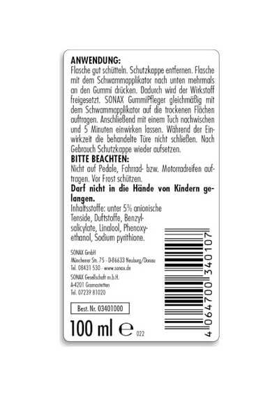 Sonax 340 100 Lastik Parlatıcı Ve Koruyucu, Renkli, 100 Ml