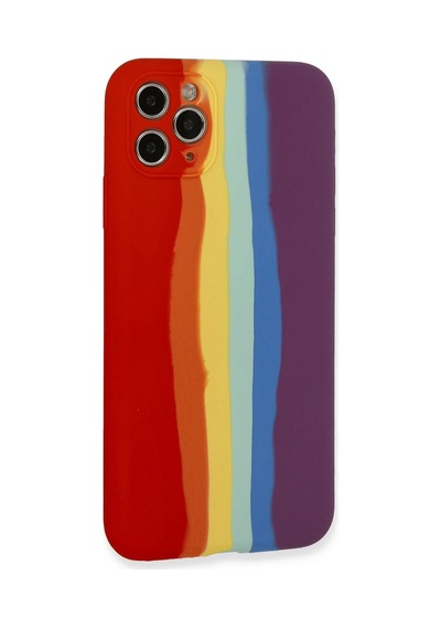 Newface Apple iPhone Uyumlu 11 Pro Kılıf Ebruli Lansman Silikon Semeglbl - 64 - Kırmızı-mor