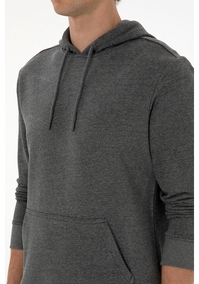 U.S. Polo Assn. Erkek Regular Fit Kapüşonlu Antrasit Melanj Basic Sweatshirt 50313720-VR081