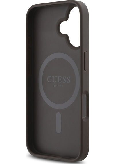 Apple iPhone 16 Plus Uyumlu Kılıf Guess Lisanslı Magsafe Şarj Özellikli Small 4g Classic Kapak Kahverengi