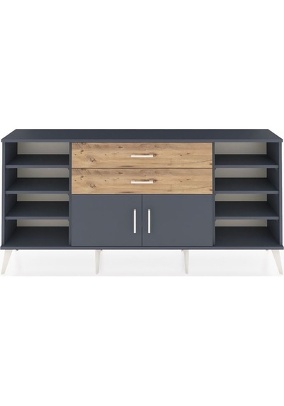 Arges Konsol 7 Raflı 2 Çekmeceli 2 Kapaklı 176x30x83 Antrasit-antrasit/çam Antrasit/çam