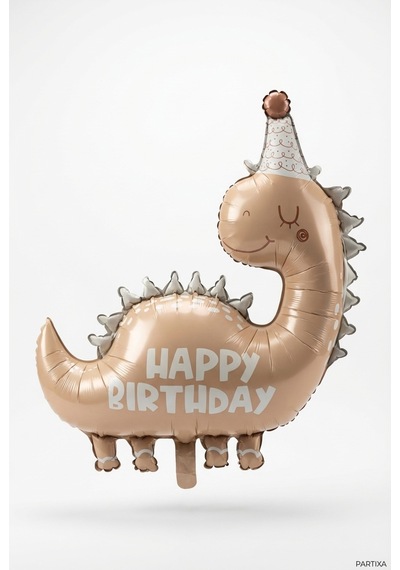 Happy Birthday Retro Açık Kahverengi Dinozor Temalı Folyo Balon Çocuk Doğum Günü Parti Süsü Çok Renkli