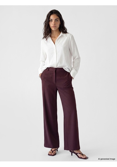 Lcw Modest Bordo Regular Fit Geniş Paça Kadın Pantolon