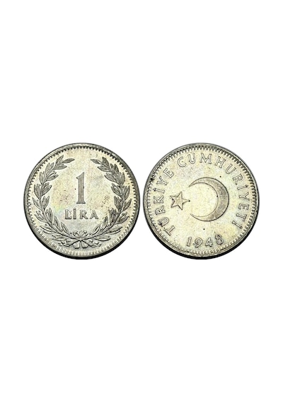 Türkiye 1948 Yılı Gümüş 1 Türk Lirası Çil Unc