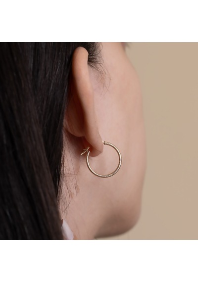 14 Ayar Altın Hasır Küpe 1,9 Cm Sarı Altın