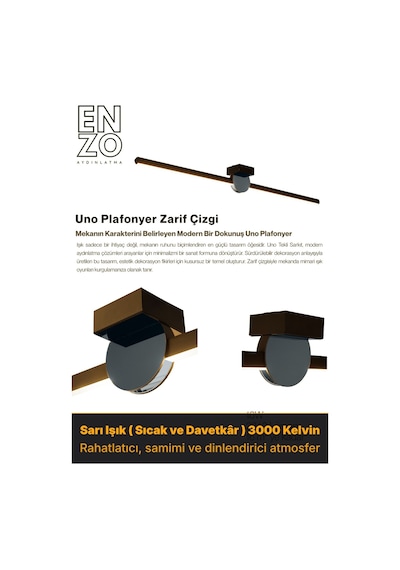 Unop Füme Lineer Tavan Avize - Aşağı Işık Sarı Işık