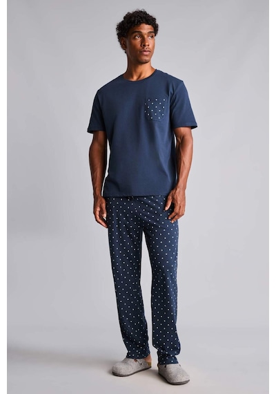 Defacto %100 Pamuk New Regular Fıt Kısa Kollu Gömlek Yaka 2li Pijama Takımı H7472ax26aunv135 Lacivert-nv135