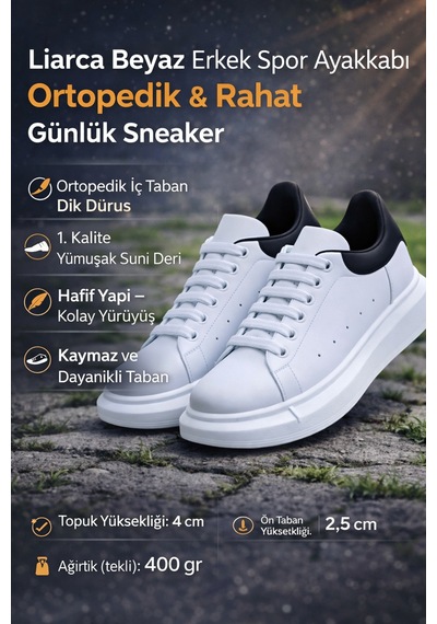 Santa Monica Beyaz Spor Ayakkabı Hafif, Nefes Alabilen Günl... Beyaz