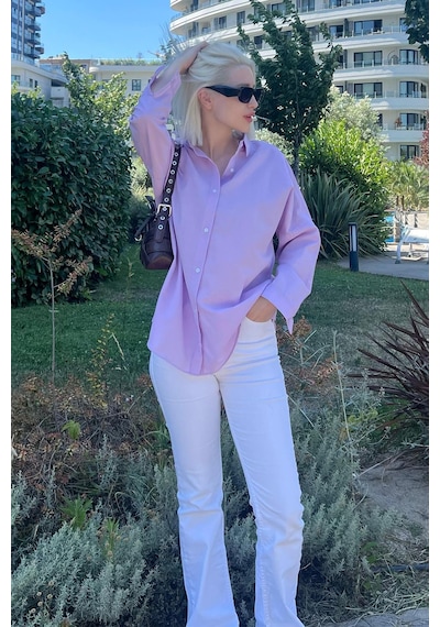 Madmext Mad Girls Lila Oversize Gömlek Mg1369-lila Lila