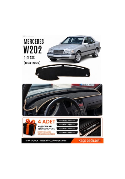 Mercedes W202 C-class 1993-2000 Uyumlu Torpido Örtüsü, Torpido Kılıfı - Siyah Bej
