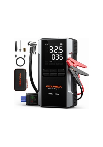 4000a Marş Yardımı, 160 Psı Kompresör 12v Akü Takviyesi 24000mah Powerbank Led Işık